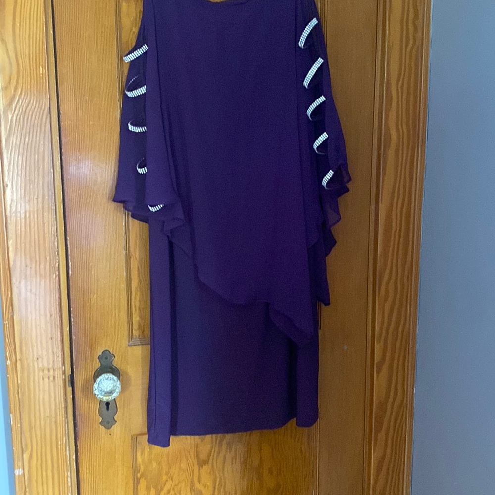 Purple Flowy cape sleeve dress